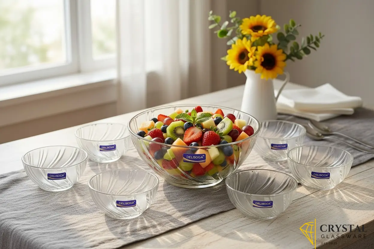 Delisoga 7pcs glassware bowl set